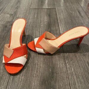 Vintage Nine West Andryna Leather Colorblock Slide Kitten Heels